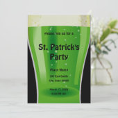 Green Beer St. Patrick's Day Party Invitation Kaart (Staand voorkant)