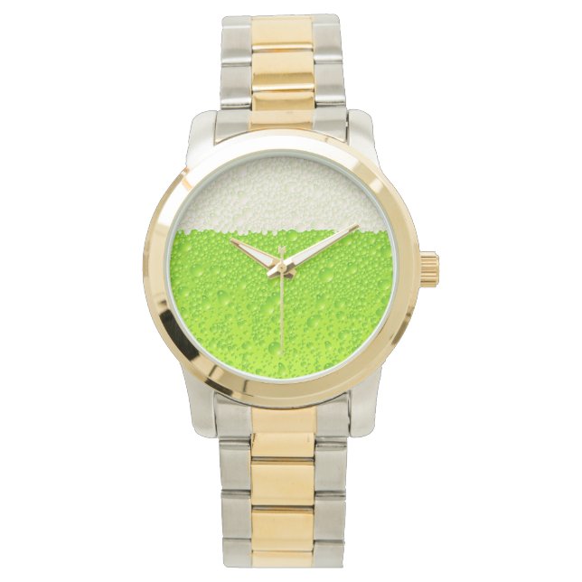 Green Beer Watch voor St. Patrick's Day Horloge (Voorkant)