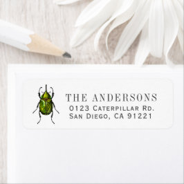 Green Beetle Return Address Etiket