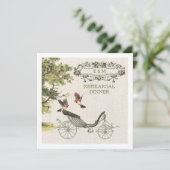 Green Beige Art Burlap Rehearsal Dinner Kaart (Staand voorkant)