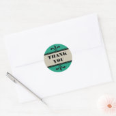 Green/Beige Fancy Art Deco Dank u Stickers (Envelop)