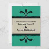 Green/Beige Fancy Art Deco Wedding Invite Kaart (Voorkant)