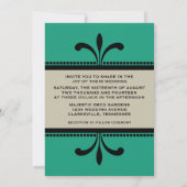 Green/Beige Fancy Art Deco Wedding Invite Kaart (Achterkant)