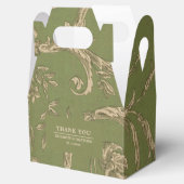 Green Beige  Pattern Burlap Wedding Bedankdoosjes (Geopend)