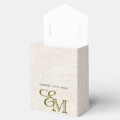 Green Beige  Pattern Burlap Wedding Bedankdoosjes (Geopend)