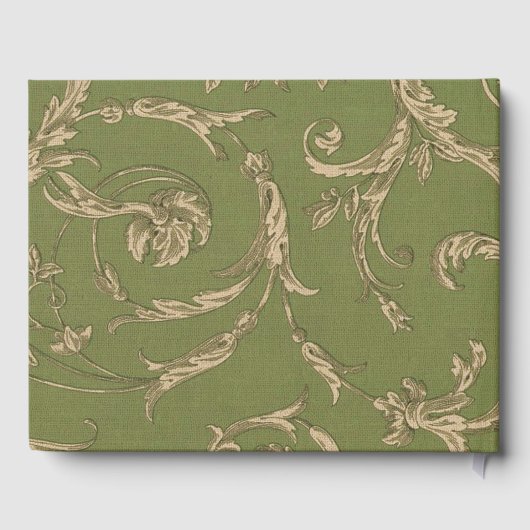 Green Beige Pattern Burlap Wedding Gastenboek (Achterkant)