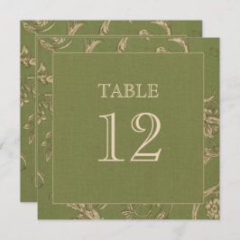 Green Beige  Pattern Burlap Wedding Kaart