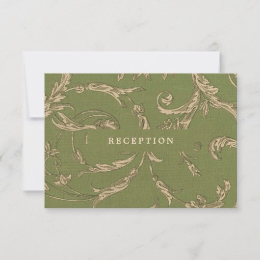 Green Beige  Pattern Wedding Reception Kaart (Voorkant)