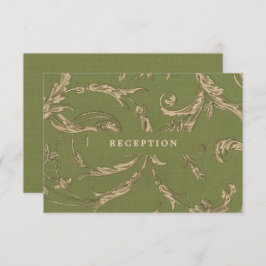 Green Beige  Pattern Wedding Reception Kaart