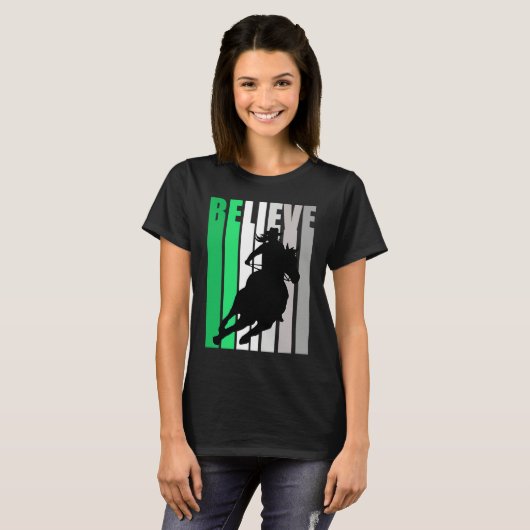 Green Believe Cowgirl Motivational Inspiring Farm  T-shirt (Voorkant volledig)
