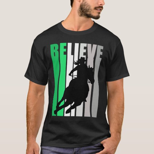Green Believe Cowgirl Motivational Inspiring Farm  T-shirt (Voorkant)