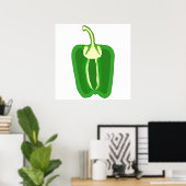 Green Bell Pepper. Halveren. Poster (Thuiskantoor)