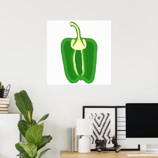 Green Bell Pepper. Halveren. Poster (Thuiskantoor)