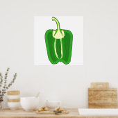Green Bell Pepper. Halveren. Poster (Keuken)