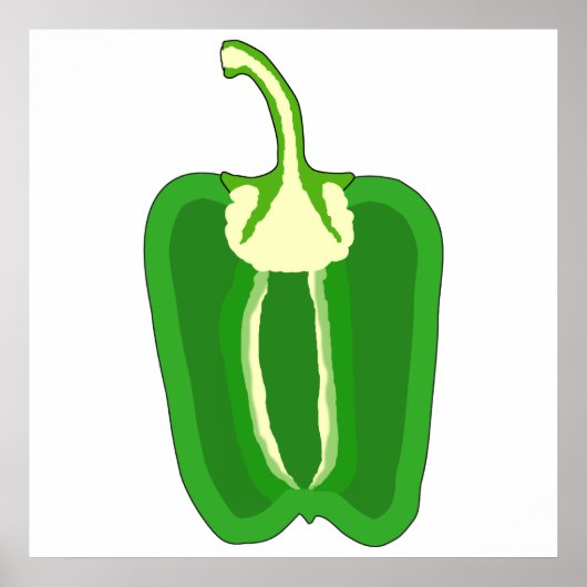 Green Bell Pepper. Halveren. Poster (Voorkant)
