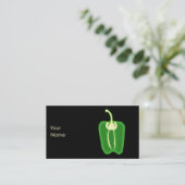 Green Bell Pepper. Halveren. Visitekaartje (Staand voorkant)