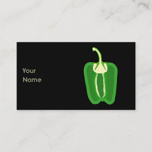 Green Bell Pepper. Halveren. Visitekaartje (Voorkant)