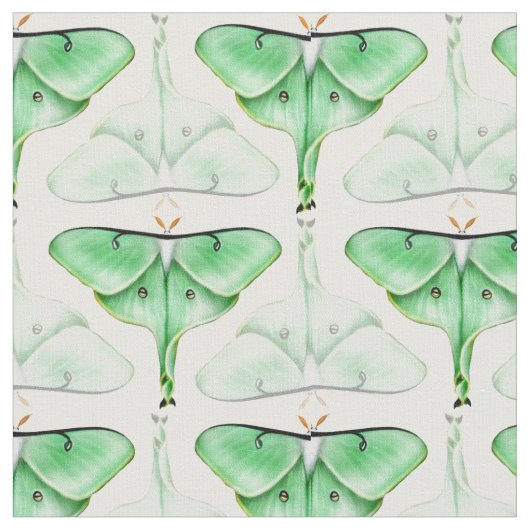Green Bella Luna Moth Fabric Stof (Close Up)