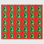Green Bells Red Wrapping Paper Cadeaupapier (Vlak)
