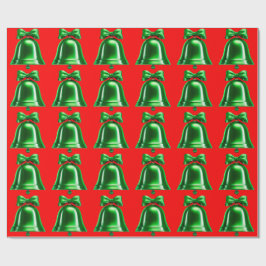 Green Bells Red Wrapping Paper Cadeaupapier