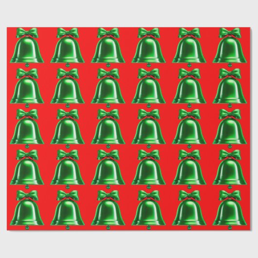 Green Bells Red Wrapping Paper Cadeaupapier (Vlak)