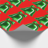 Green Bells Red Wrapping Paper Cadeaupapier (Hoek)
