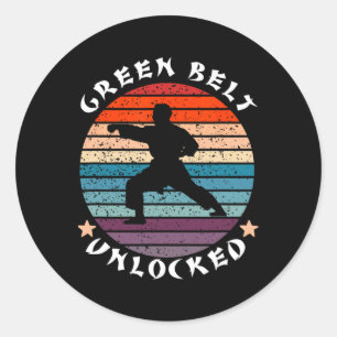 Green Belt Level Ontgrendeld Prestatie Karate Keep Ronde Sticker