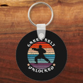 Green Belt Level Ontgrendeld Prestatie Karate Keep Sleutelhanger (Voorkant)