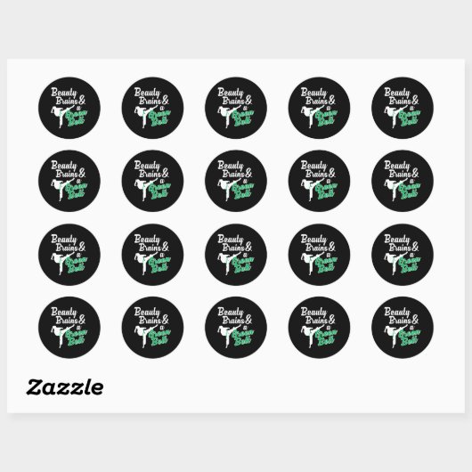 Green Belt Taekwondo Martial Arts Funny Judo Quote Ronde Sticker (Vel)