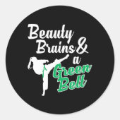 Green Belt Taekwondo Martial Arts Funny Judo Quote Ronde Sticker (Voorkant)