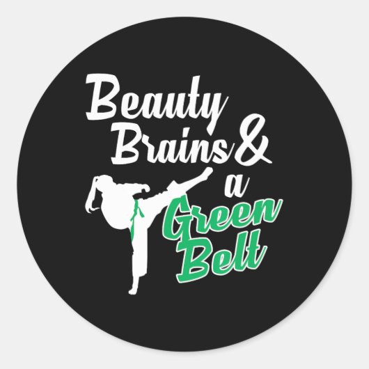 Green Belt Taekwondo Martial Arts Funny Judo Quote Ronde Sticker (Voorkant)
