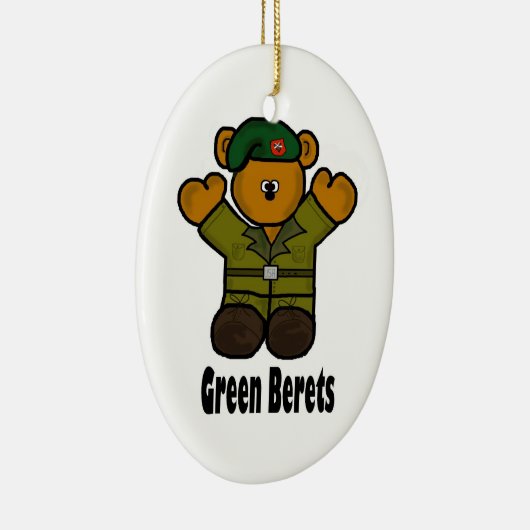 Green Beret Teddy Bear met kerstversiering Keramisch Ornament (Rechts)
