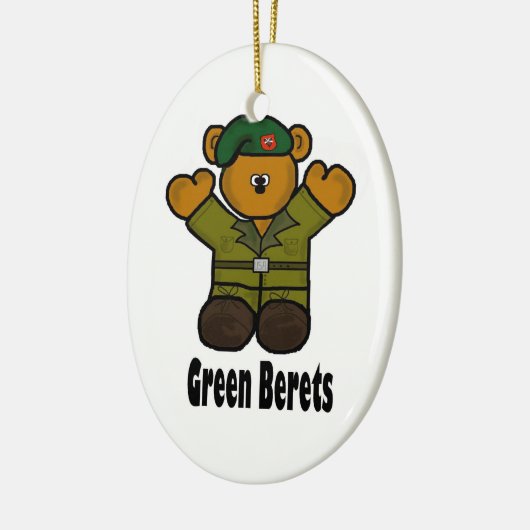 Green Beret Teddy Bear met kerstversiering Keramisch Ornament (Links)