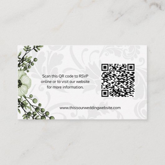 Green Berry krans Boho bruiloft website Informatiekaartje (Achterkant)