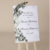 Green Berry Wreath Boho Damask Wedding Welkom Poster