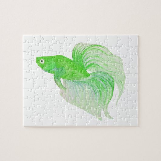 Green Betta Fish-Waterverf Legpuzzel (Horizontaal)