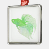 Green Betta Fish-Waterverf Metalen Ornament (Links)