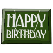 Green Beveled Happy Birthday Art Deco Groot Cadeauzakje (Voorkant)