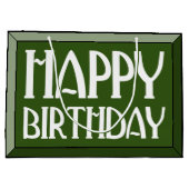 Green Beveled Happy Birthday Art Deco Groot Cadeauzakje (Achterkant)
