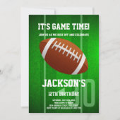 Green Big Football Verjaardagsuitnodiging Kaart (Voorkant)