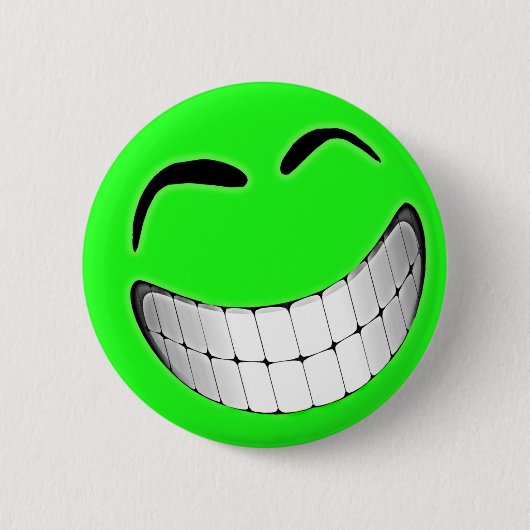 Green Big Grin Face Ronde Button 5,7 Cm (Voorkant)