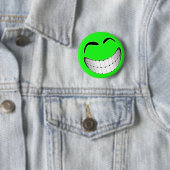 Green Big Grin Face Ronde Button 5,7 Cm (In situ)