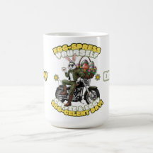 Green Biker Bunny Easter Coffee Mok