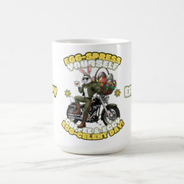 Green Biker Bunny Easter Coffee Mok