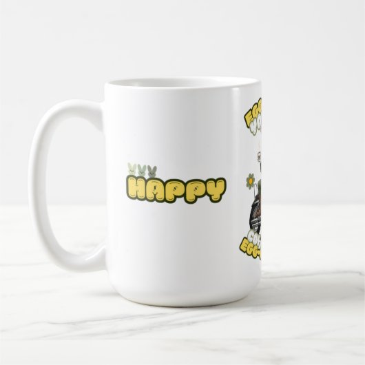 Green Biker Bunny Easter Coffee Mok (Links)