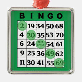 Green BINGO Kaart | Kerstmis van BINGO Lover Metalen Ornament