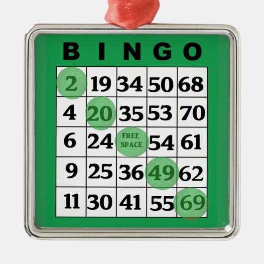 Green BINGO Kaart | Kerstmis van BINGO Lover Metalen Ornament (Voorkant)