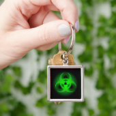Green Biohazard Premium Square Sleutelhanger (Hand)