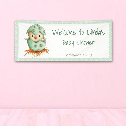 Green Bird Baby shower Welkom Spandoek