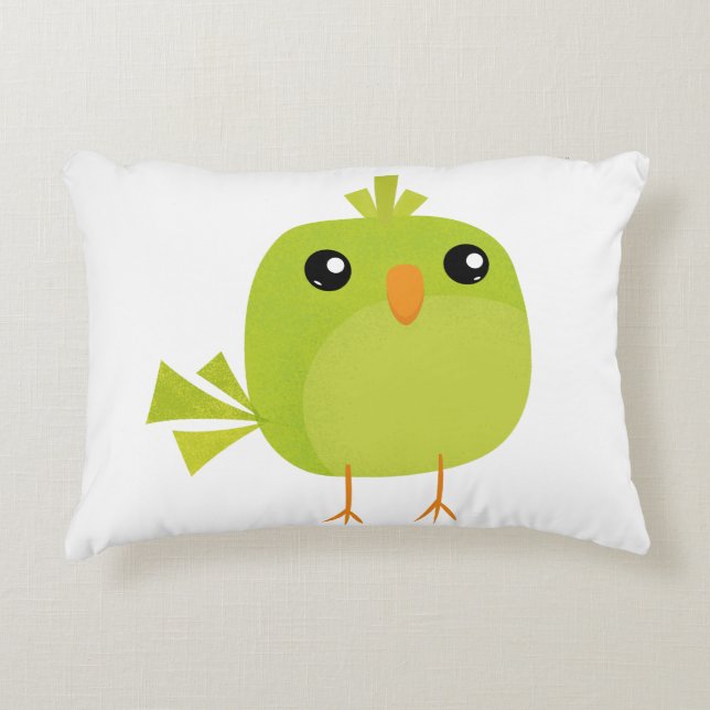Green Bird Cartoon Accent Kussen (Voorkant)